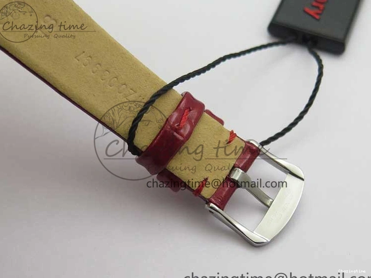 0402 Ladies’ De Ville Trésor Diamond SS 3AF 1:1 Best Edition White Dial On Red Leather Strap Swiss Quartz Snug 7885